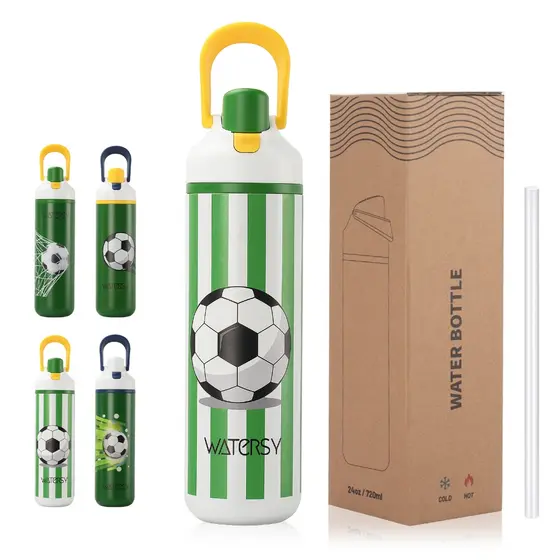 Copo Térmico WATERSY 600ml/720ml | Mantém Água Gelada por Horas | Academia Futebol Viagem | Tampa Anti-Vazamento