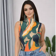 regata gola alta blusa feminina