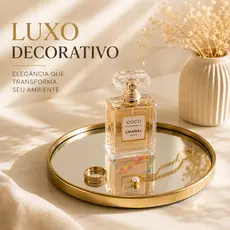 Bandeja Espelhada Luxo Dourada Minimalista Organizador Perfume Joias Decoração Banheiro Penteadeira
