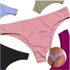 Kit 5 Calcinhas Tanga Básica Confortável Várias Cores Com Forro De Algodão Conforto Cotton