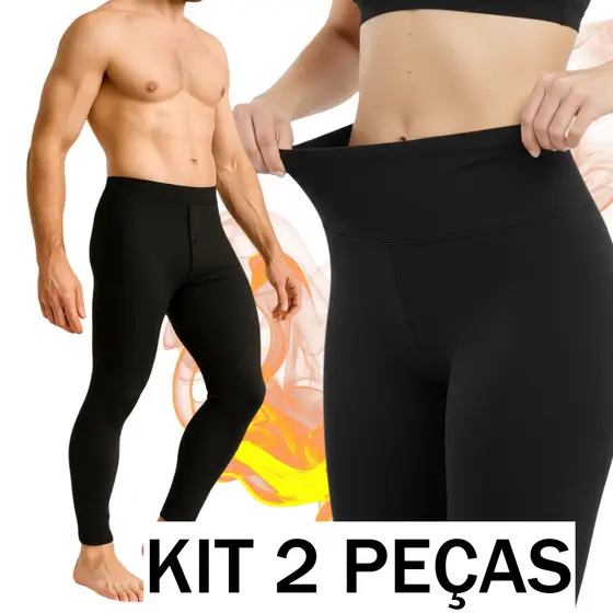 Kit 2 Calças Térmica Flanelada Segunda Pele Peluciada Unissex Inverno Moto Legging Frio Intenso Neve