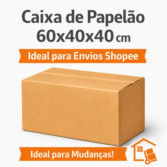 Kit 5/10/20 Caixa de Papelão de embalagem Grande Reforçada p/ Envio, mudança Shopee Mercado Livre Correios 60x40x40