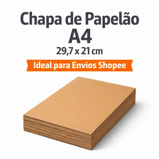 Kit 250 Chapas de Papelão A4 21X29,7 cm