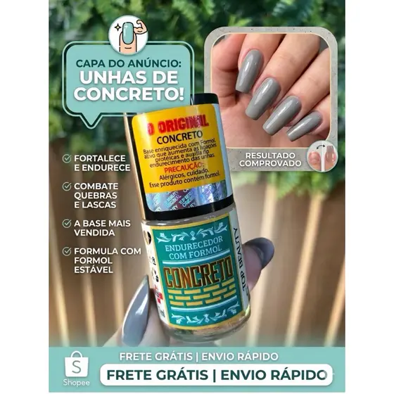 Tratamento Base Concreto Top Beauty Fortalecedora De Unhas Dura Como Concreto S.O.S