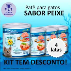 Kit Ração Úmida Patê Natural Gatos Maximo Sabor Peixe NatCat Pet Food Ração Molhada