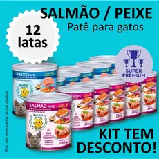 Kit Ração Úmida Patê Natural Gatos Maximo Sabor Peixe Salmão NatCat Pet Food Ração Molhada