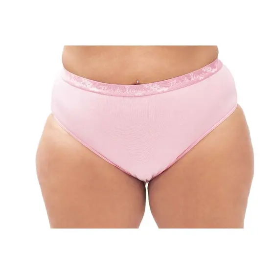 Calcinha Kit 6 ou 3 Peças Tangão Feminino de Cós alto Cotton Elástico Exposto Lisa Plus