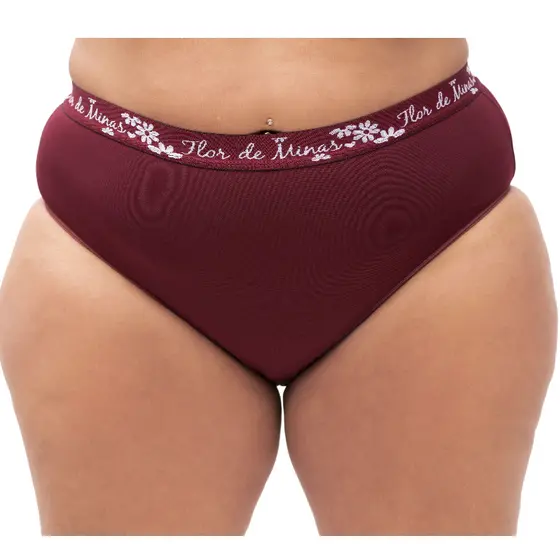 Calcinha Kit 6 ou 3 Peças Tanga Feminina Cós Alto Plus Size Poliamida Lisa