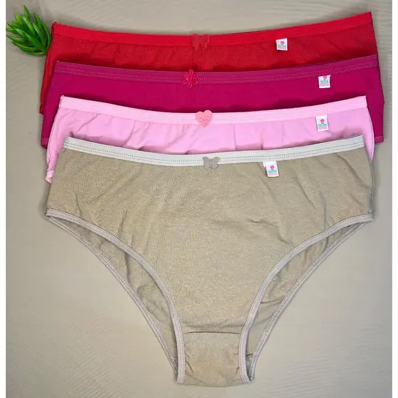 Kit 6 Peças Calcinha Lisa Cós Alto Tangão Plus Size em Cotton Calçola Feminina