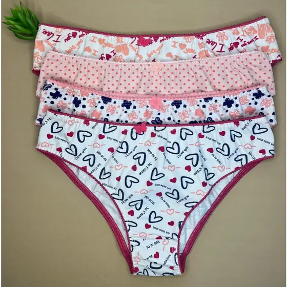 Kit 6 Peças Calcinha Tanga Calçola Conforto Elástico Bico Rebatido Cotton Feminina Estampada