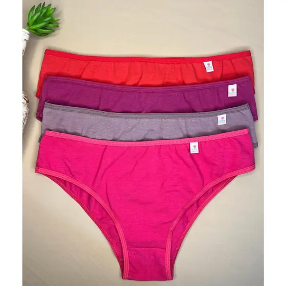 Kit 6 Peças Calcinha Tanga Calçola Conforto Cotton Feminina Lisa