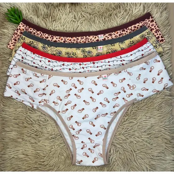 Calcinha Kit 6 ou 3 Peças Plus Size Tangão Pala na Lateral Conforto Cotton Estampada