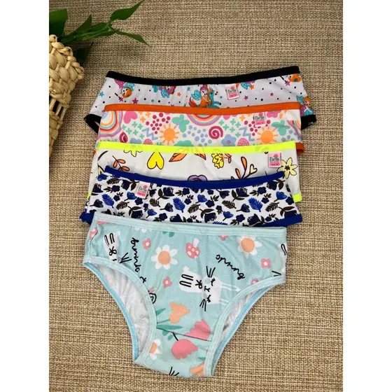 Kit 6 Calcinhas Infantil Menina Moça 2a 10 Anos Algodão Confortável Macia Promoção