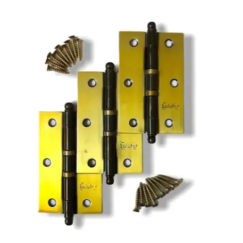 Kit com 33 Dobradiças Porta Janela Madeira 3 1/2 Solufer Cor Dourada
