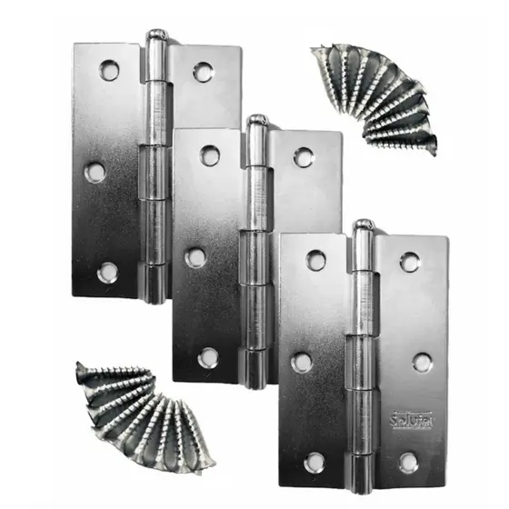 Kit com 24 Dobradiças Solufer 3.1/2 Simples para Porta e Janelas