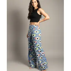 Calça Feminina Pantalona Envelope Saida De Praia Estampada Elegante Casual e Praia Geladinho