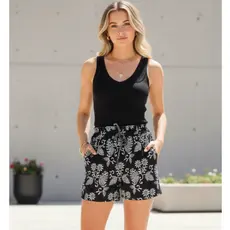 Shorts Tactel Com Elastano Feminino Estampado Cintura Alta Com Bolsos Praia Academia