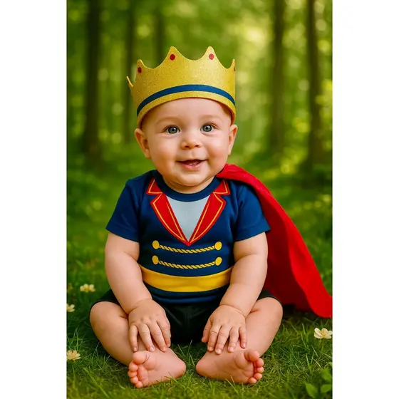 Body Pequeno Príncipe Bebe Body Temático Mesversario Príncipe + Coroa Body Mickey Realeza Fantasia Príncipe Bebe Menino