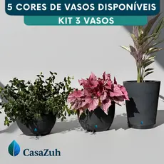 Kit 3 Vaso Planta Flores Decorativo Coluna Bojo Bacia Polietileno Ambiente Externo  Interno