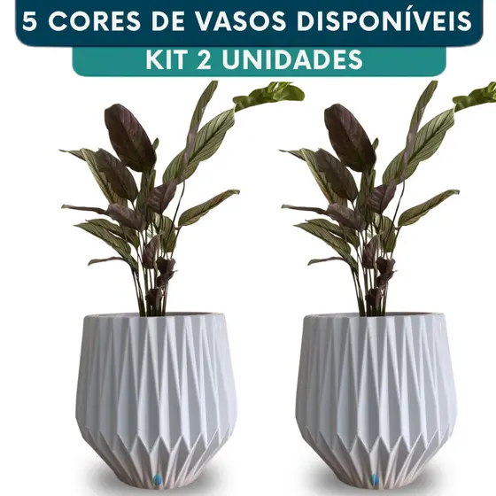 Kit 2 Vasos Para Plantas Origami M Decorativo Interno E Externo Polietileno