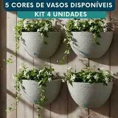 Kit 4 Vaso Parede Gancho 12cm Planta Flores Decorativo Interno Externo Polietileno
