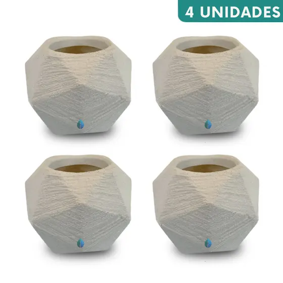 Kit 4 Vasos Para Flores e Suculentas Decorativo Esfera Diamante Texturizada Polietileno