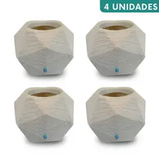Kit 4 Vasos Para Flores e Suculentas Decorativo Esfera Diamante Texturizada Polietileno