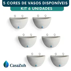 Kit 6 Vaso Parede Planta Flores 6 Unidades Moderno 12cm Decorativo Externo Interno Polietileno