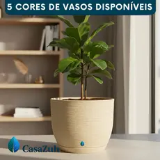 Vaso Plantas Flores 19cm Decorativo Bojo Texturizado Grafiato Polietileno Com Prato