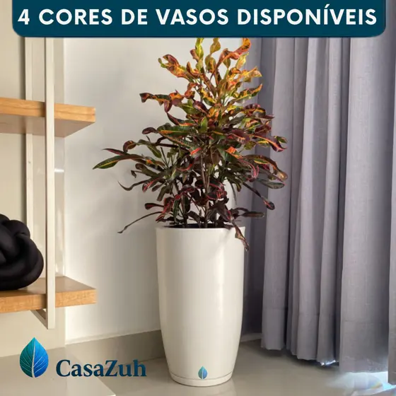 Vaso Plantas Grande Flores Decorativo 48Cm Bojo Polido Polietileno Externo Interno