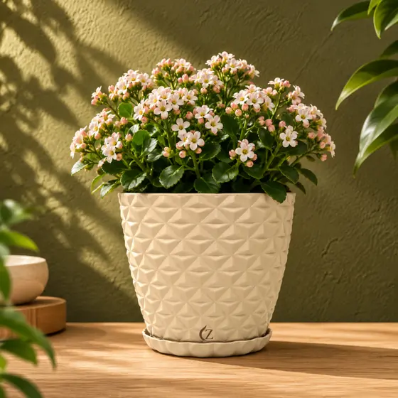 Vaso De Planta Flores Decorativo Diamantado PP 20cm Interno e Externo Polietileno Resistente
