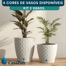 Kit 2 Vaso Planta Flores Diamante 30 e 20cm Moderno Interno Externo Decorativo Texturizado
