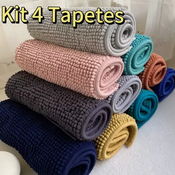 Tapete Banheiro 40x60cm  Antiderrapante Microfibra Bolinha Macarrão