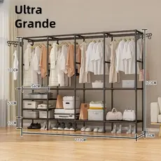 Arara Guarda Roupa 4 Divisórias Grande Armário Organizador Multiuso Roupeiro Cabideiro Sapateira Closet kz
