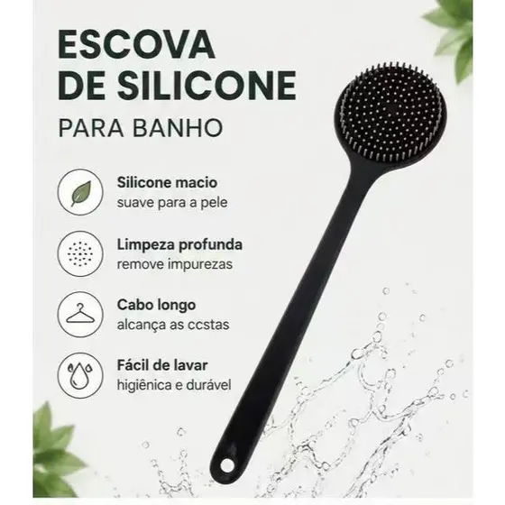 Escova De Banho Dupla Face Com Cabo Longo De Silicone Para Massagem Nas Costas
