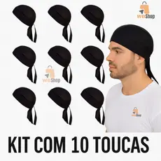 Kit 10 Touca Para Restaurante Cozinha Padaria Lenço Chef Cozinha Preto