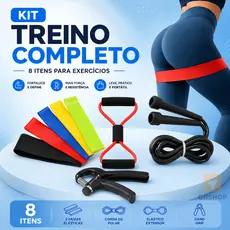 Kit Mini Band + Elastico Extensor + Corda Pula + Hand Grip Exercicio Em Casa Faixas Elástica