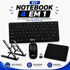 Kit Teclado Sem Fio + Mouse Sem Fio + Suporte Notebook + Mouse Pad