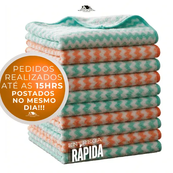 Kit 10 Panos De Limpeza Microfibra 25X25cm alta absorção Multiuso