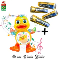 Patinho Musical Pato Dançarino + 4 pilhas Brinquedo Musical Dança Anda Mexe Luz E Som