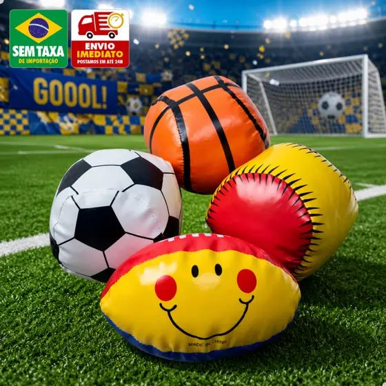Kit 4 Bolas Dado Espuma 10cm Infantil Bebê Macio Sensorial Mordedor Colorido