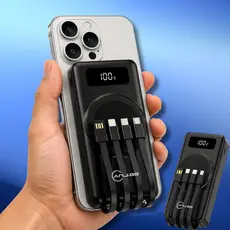Power Bank Carregador Portátil 20000mah Indução Cabos Com Alta Capacidade Carga Rápida