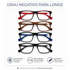 Óculos de Grau Negativo Para Longe |  Miopia  | Quadrado Masculino Feminino