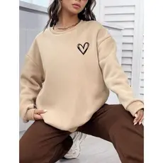 Moletom Feminino 100% Algodão Coraçãozinho Blogueirinha Minimalista Basico Estiloso Moda Inverno