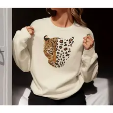 Moletom Feminino Sem Capuz Suéter Onça Estampas Divertidas Envios Imediato Estilosa Lançamento