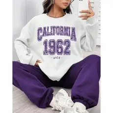 Moletom Feminino Califórnia 1962 Streetwear Minimalista Estiloso E Casual Lançamento Enviamos Rapido