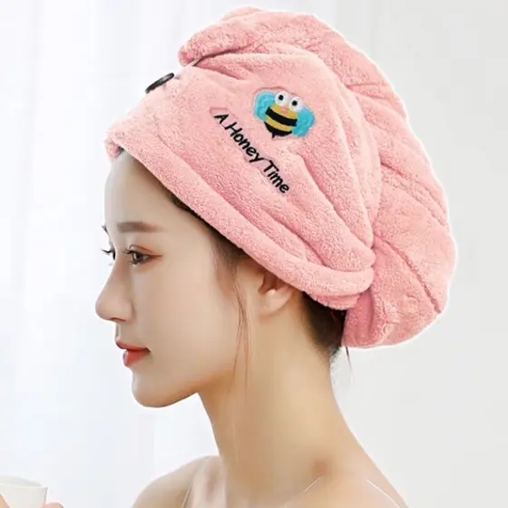 Toalha De Cabelo Banho, Toalha Grossa Mágica Para Secar Cabelo De Microfibra Grossa Touca Pós