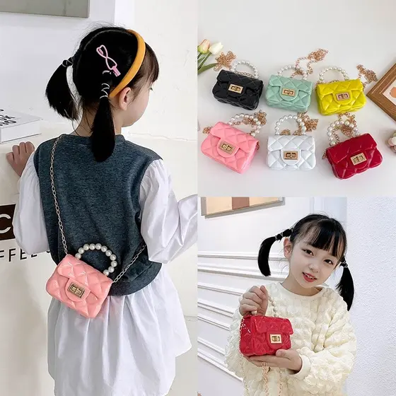 Bolsa Tote infantil Com Pérolas De Geléia Mini Bolsas De Geléia para crianças