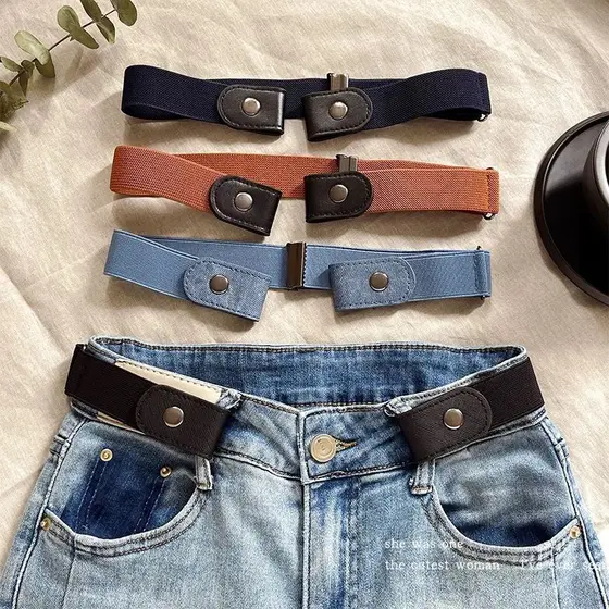 Cinto Preguiçoso Unissex Sem Fivela , Cintura Ajustável Invisível Para Jeans E Calças Casuais
