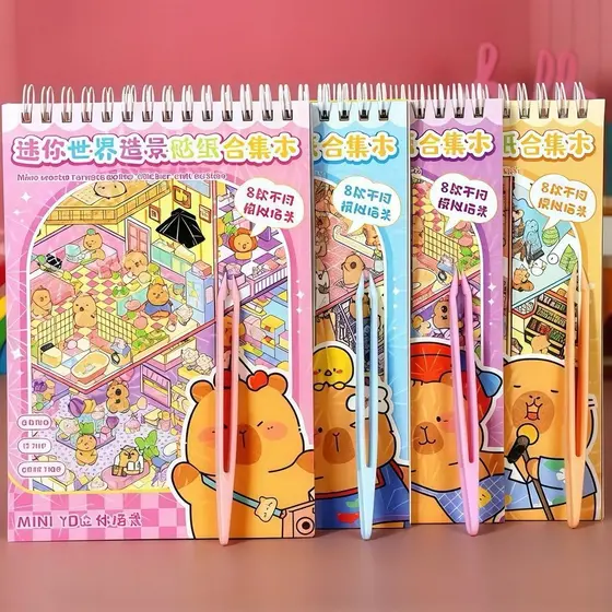 Adesivos 3d Miniatura Cenário De Paisagismo Kawaii Fofo DIY Scrapbooking-CAPIVARA